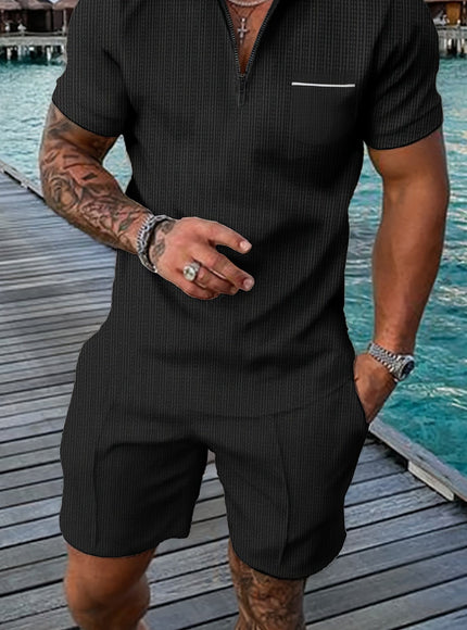 KissICON Black / UK 44 Summer Sportswear Set Polo  Pocket Shorts