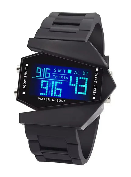 KissICON Black Unisex Digital Sports Watch - Jet Fighter Timepiece