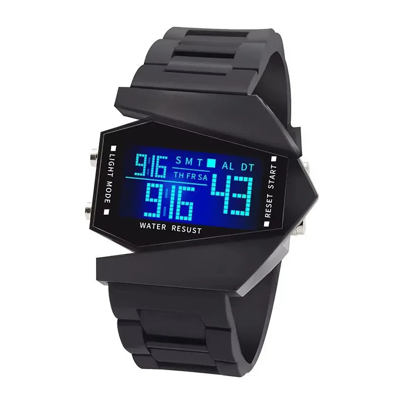 KissICON Black Unisex Digital Sports Watch - Jet Fighter Timepiece