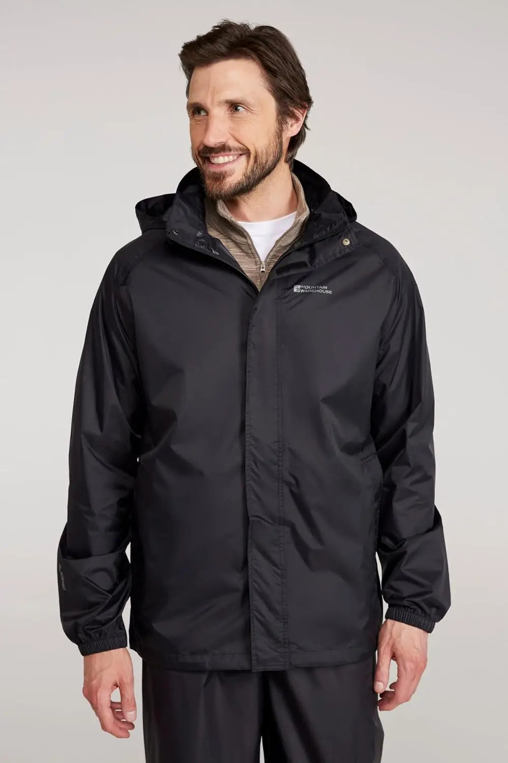 KissICON black / United Kingdom Pakka Mens Lightweight IsoDry Waterproof Packable Raincoat