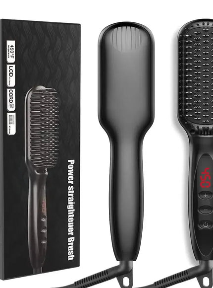 KissICON black / US Fastyle Hair Straightening Brush Smooth Frizz Free Shine