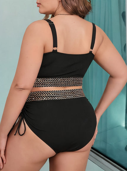 KissICON Black V-Neck Wide Strap Sequin Textured Drawstring