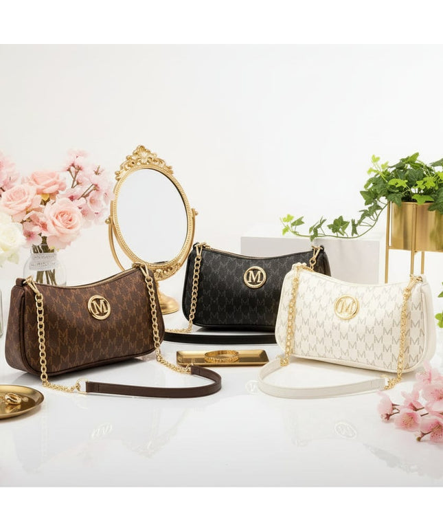 jkthpu-45 Black Vintage French M Letter Underarm Chain Crossbody Bag