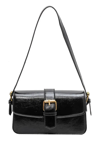 KissICON black Waxed Leather Crossbody – Mini Square Purse