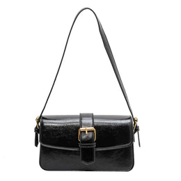 KissICON black Waxed Leather Crossbody – Mini Square Purse