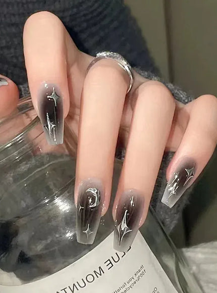 KissICON black накладные ногти Wearable BlackPress On Fake Nails Tips