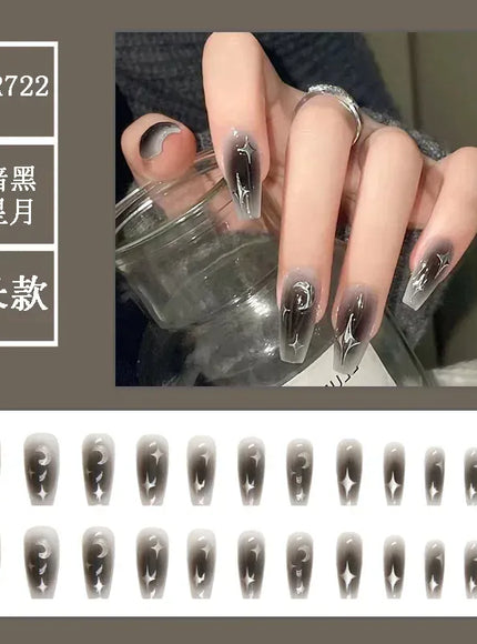 KissICON black накладные ногти Wearable BlackPress On Fake Nails Tips