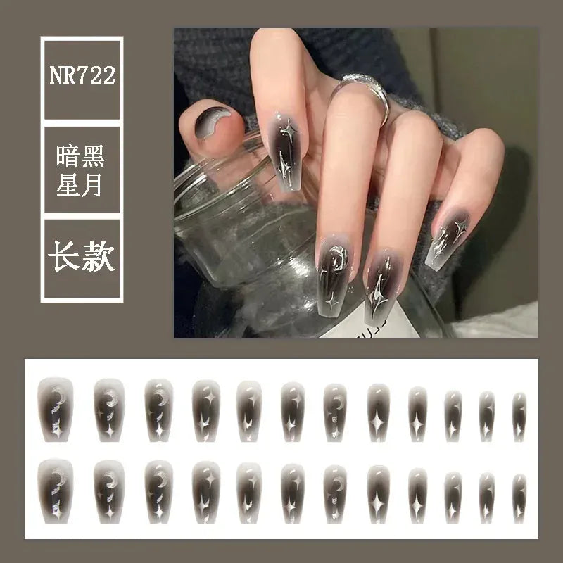 KissICON black накладные ногти Wearable BlackPress On Fake Nails Tips