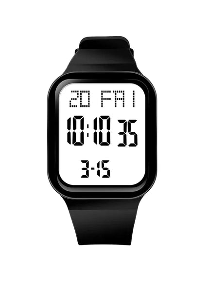 KissICON Black white Sport Digital Watch For Men Women Waterproof Alarm