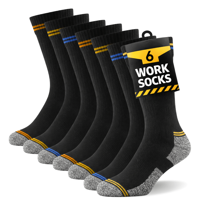 6 Pairs Mens Heavy Duty Black Work Socks UK 611