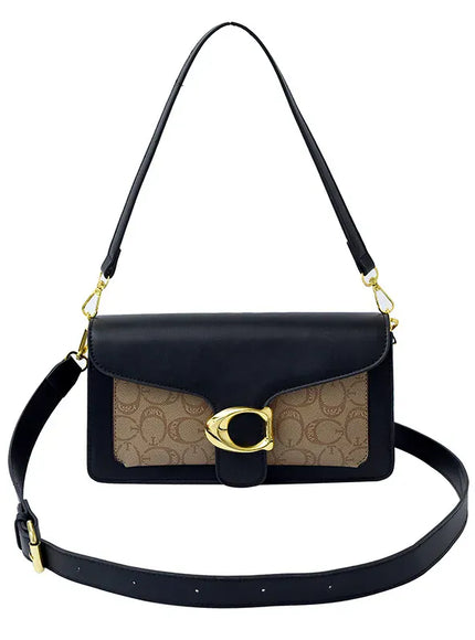 KissICON Black with khaki Chic PU Grid Lock Crossbody – City Essential
