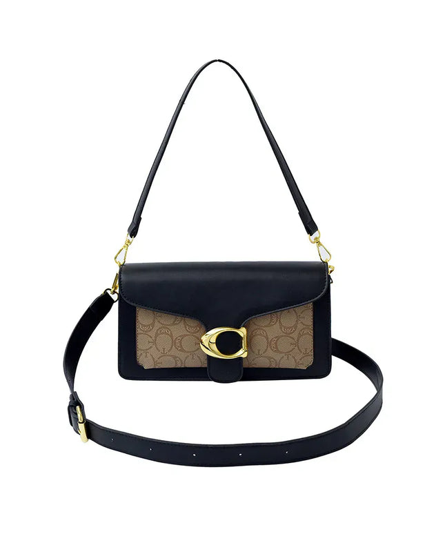 KissICON Black with khaki Chic PU Grid Lock Crossbody – City Essential