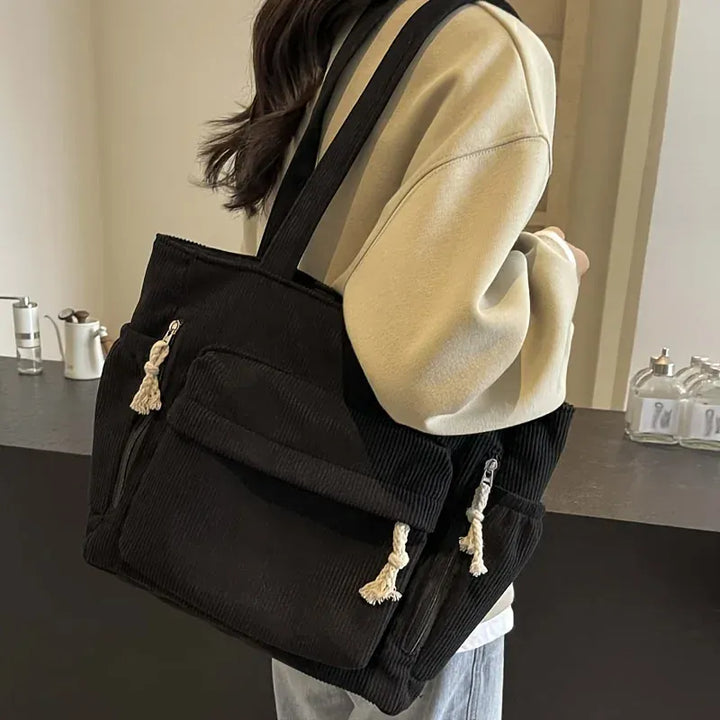 Women's Corduroy Multi-pocket Shoulder Handbag – Commuting