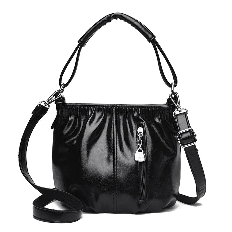KissICON black Women's Handbags Solid Color PU Leather Shoulder