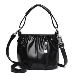 KissICON black Women's Handbags Solid Color PU Leather Shoulder