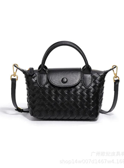 KissICON black Woven Small Jiaozi Texture Popular Advanced Shoulder