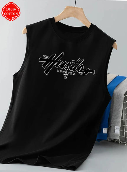 KissICON black / XL Hustle Houston Cotton Mens Loose Sleeveless Summer Vest