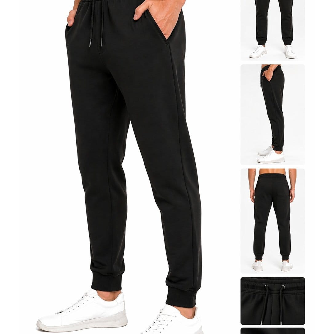 KissICON Black / XL Joggers for Men UK | Tracksuit Bottom Pants, Fleece Jogging Sweatpant & Work Trouser for Men | Stylish & Ideal for Walking, Gym, Running, Travel & Casual Wear | Black, Navy & Sports Grey Sizes S-XXL
