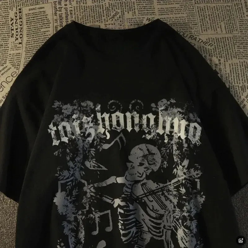KissICON black / XL Street Skull Print Mens Trendy Tee M8XL