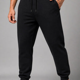 KissICON Black / XXL 1-Pc Men’s Fleece Jogger Tracksuit Bottoms Elastic Waist Sweatpants Soft Warm Casual Sports Trousers for Gym Running Walking Travel