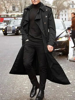 KissICON black / XXL Designer British Overlong Mens Thin Trench Coat