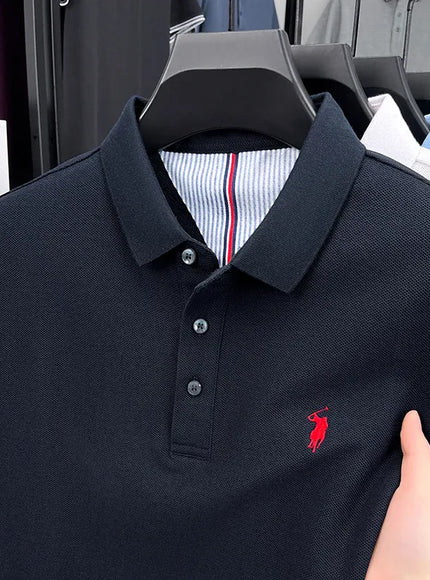 KissICON black / XXL Luxury Cotton Polo Pony Embroidery Summer Business Golf Top