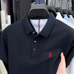 KissICON black / XXL Luxury Cotton Polo Pony Embroidery Summer Business Golf Top