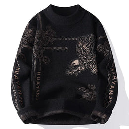KissICON black / XXXL Cozy Mens Winter Knit CrewNeck Sweaters