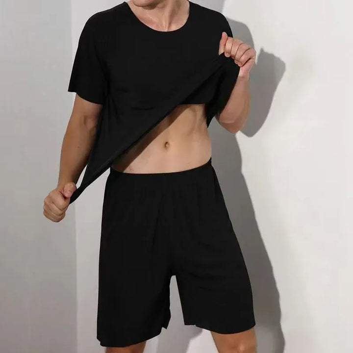 Mens Ice Silk Summer Casual Sportswear Short Set