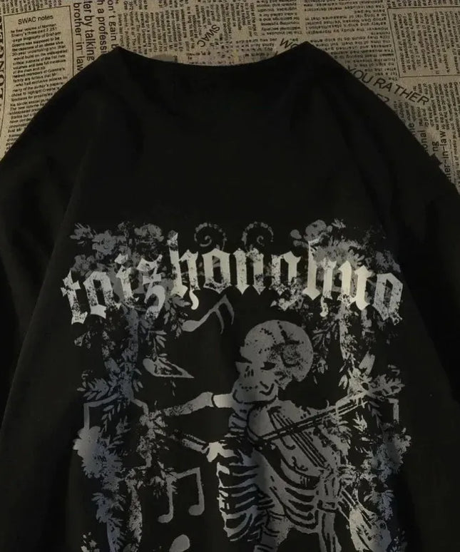 KissICON black / XXXL Street Skull Print Mens Trendy Tee M8XL