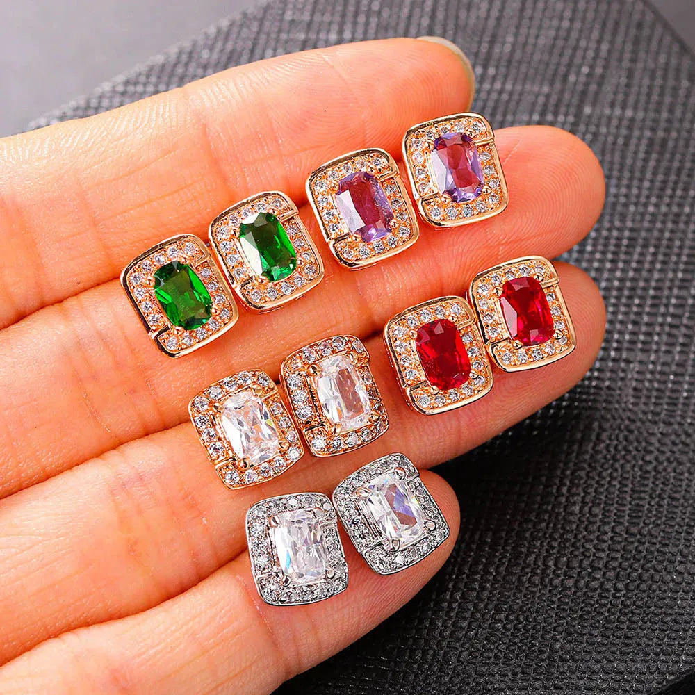 KissICON Bling Birthstone Crystal Stud Earrings – Multicolor Zircon