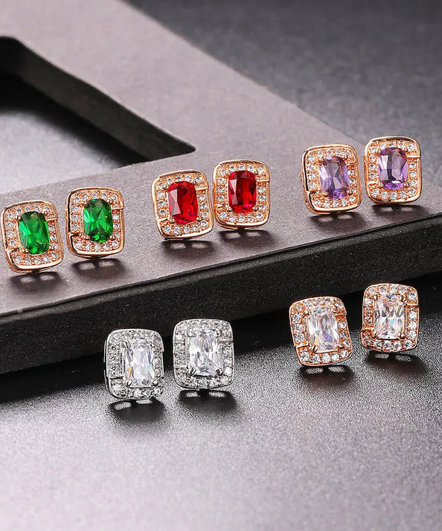 KissICON Bling Birthstone Crystal Stud Earrings – Multicolor Zircon