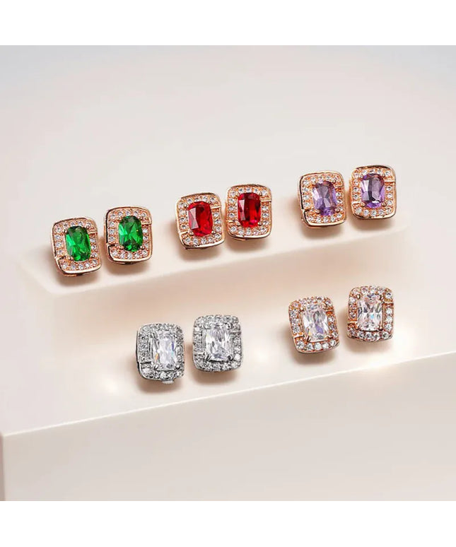 KissICON Bling Birthstone Crystal Stud Earrings – Multicolor Zircon
