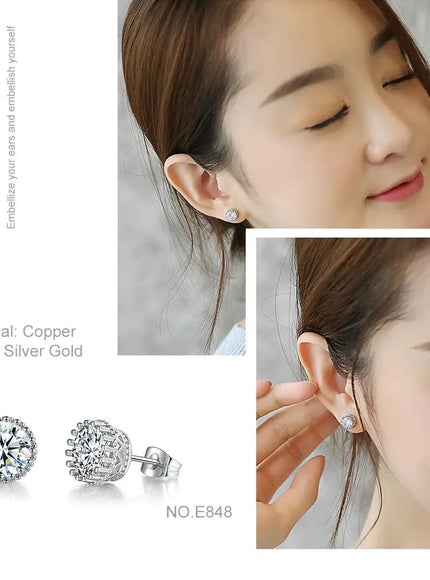 KissICON Bling Crystal Druzy Stud Earring – Multicolor CZ Sparkle