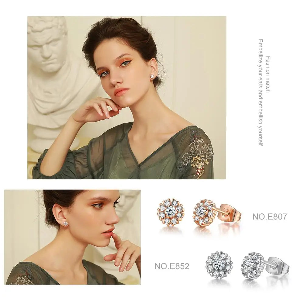 KissICON Bling Crystal Druzy Stud Earring – Multicolor CZ Sparkle