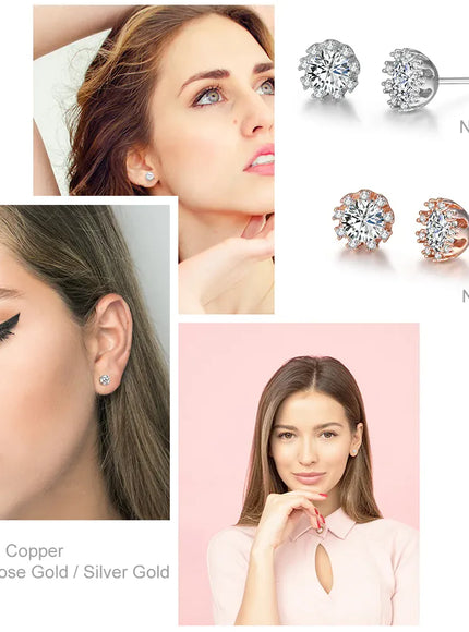 KissICON Bling Crystal Druzy Stud Earring – Multicolor CZ Sparkle