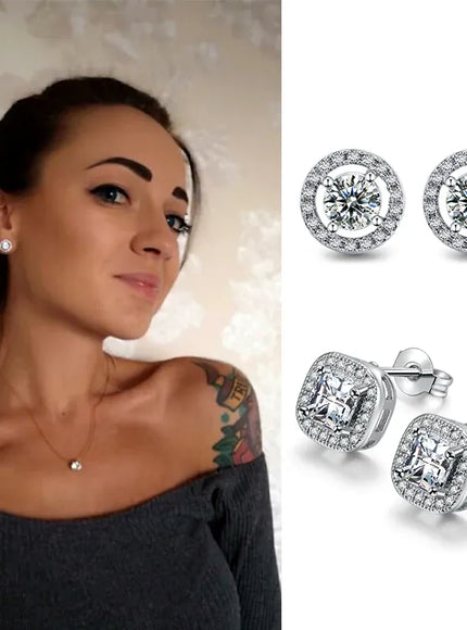 KissICON Bling Crystal Druzy Stud Earring – Multicolor CZ Sparkle