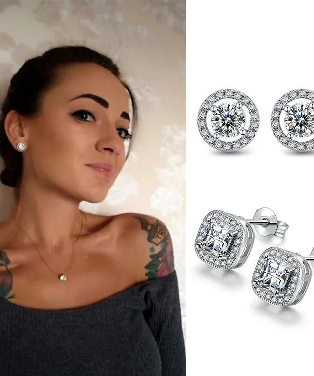 KissICON Bling Crystal Druzy Stud Earring – Multicolor CZ Sparkle