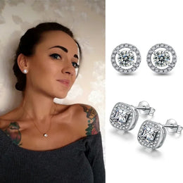 KissICON Bling Crystal Druzy Stud Earring – Multicolor CZ Sparkle