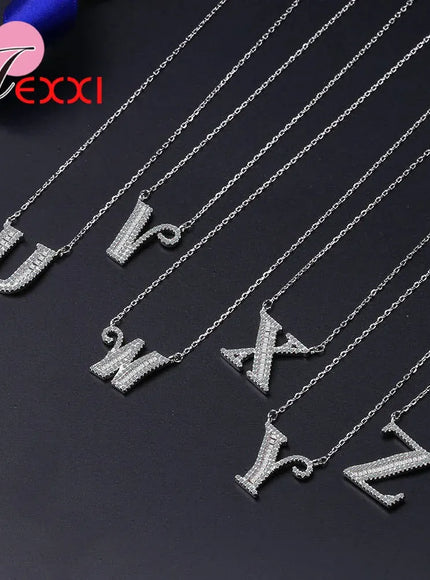 KissICON Bling Full Crystal Letter Necklace – 925 Sterling Silver