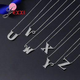KissICON Bling Full Crystal Letter Necklace – 925 Sterling Silver