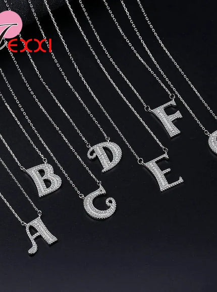 KissICON Bling Full Crystal Letter Necklace – 925 Sterling Silver