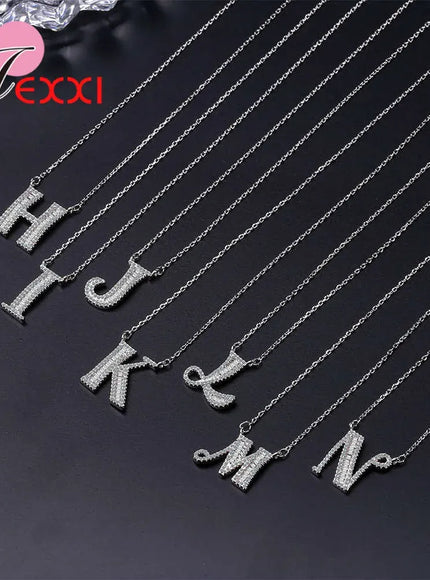 KissICON Bling Full Crystal Letter Necklace – 925 Sterling Silver