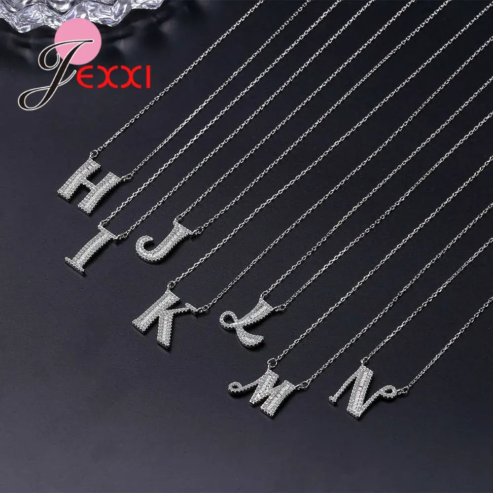 KissICON Bling Full Crystal Letter Necklace – 925 Sterling Silver