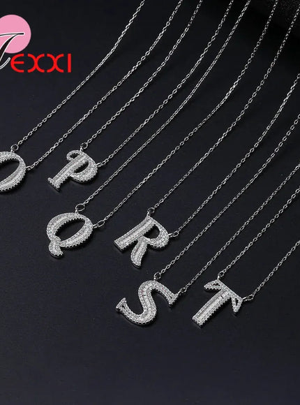 KissICON Bling Full Crystal Letter Necklace – 925 Sterling Silver
