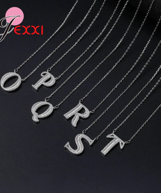 KissICON Bling Full Crystal Letter Necklace – 925 Sterling Silver