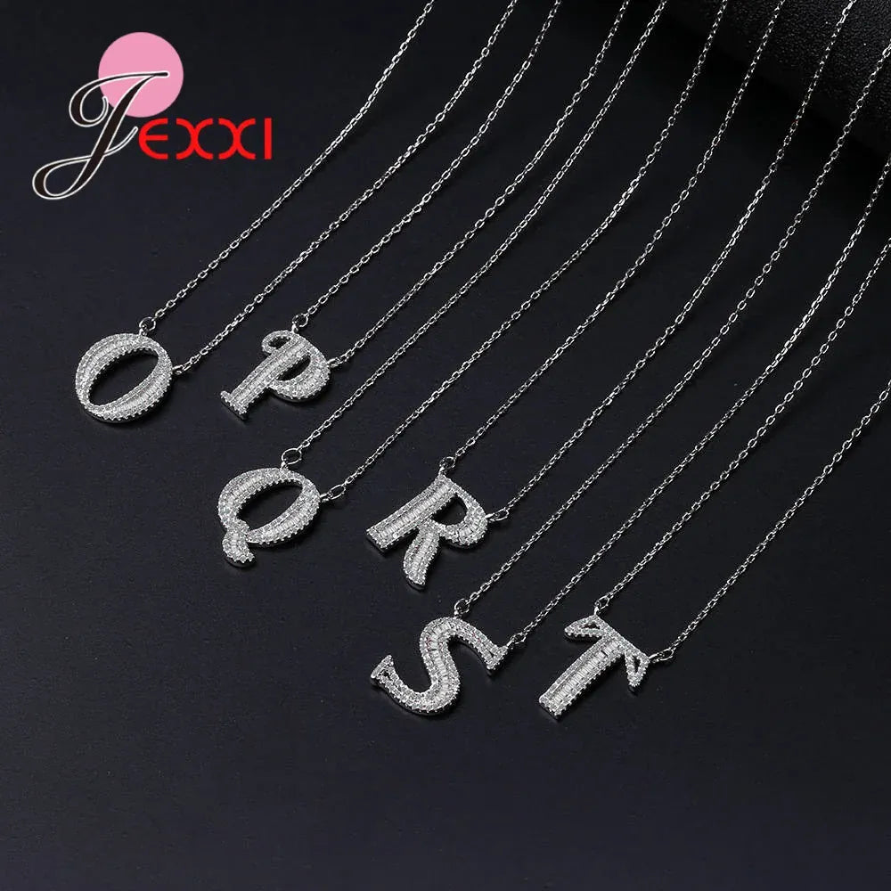 KissICON Bling Full Crystal Letter Necklace – 925 Sterling Silver