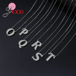 KissICON Bling Full Crystal Letter Necklace – 925 Sterling Silver