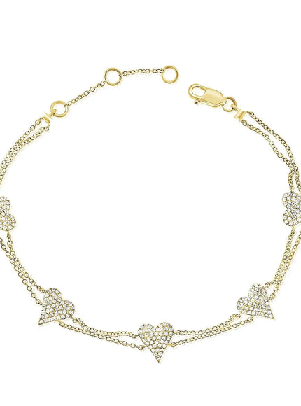 KissICON Bling Heart Charm Bracelet – Double Chain White