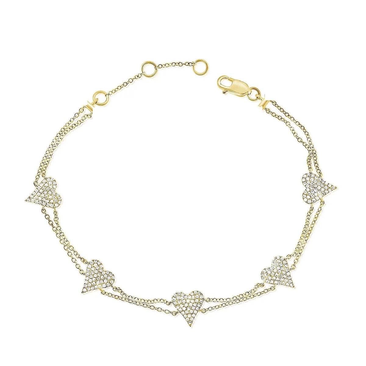 KissICON Bling Heart Charm Bracelet – Double Chain White